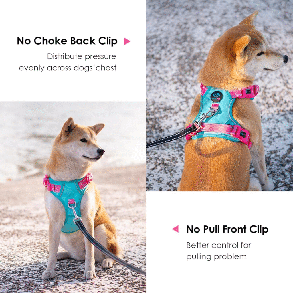PHOEPET No Pull Dog Harness on Shiba Inu - Adjustable, Reflective, and Comfortable Pet Harness for Small, Medium, and Large Dogs